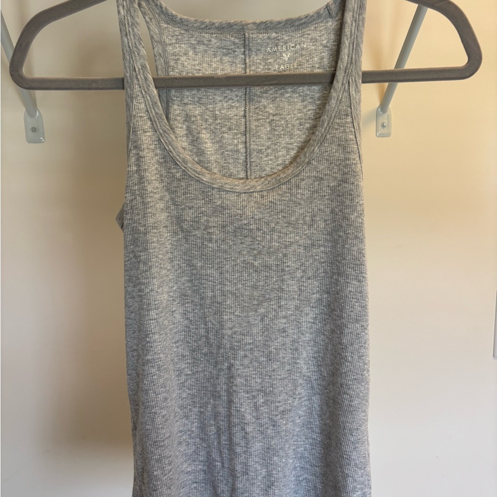 American Eagle Outfitters Gray Fitted Sleeveless Tank Top